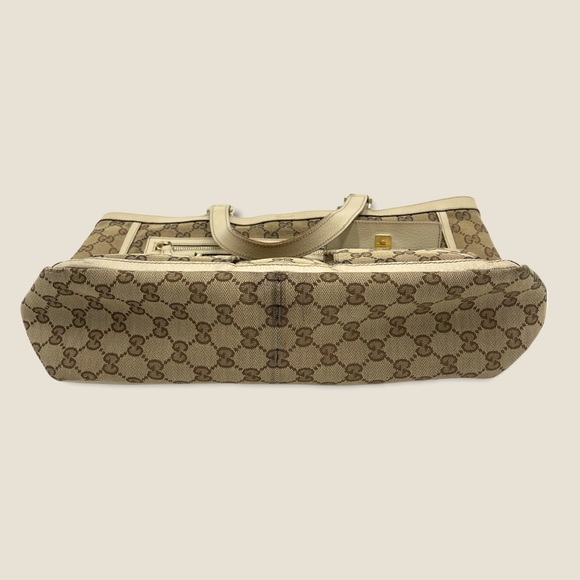 ✨SOLD✨Authentic Gucci GG Canvas Abbey Pocket Tote with Beige/Cream Leather Trim - Picture 3 of 13